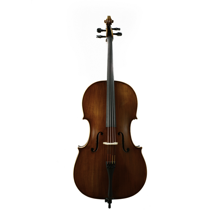 Flamed maple back with antiqued attractive golden brown varnish.  This model of cello is an excellent upgrade for the advanced student. Available in Stradivari and Montagnana patterns